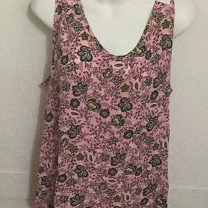 LOFT Pink Floral Tank Top Size XL